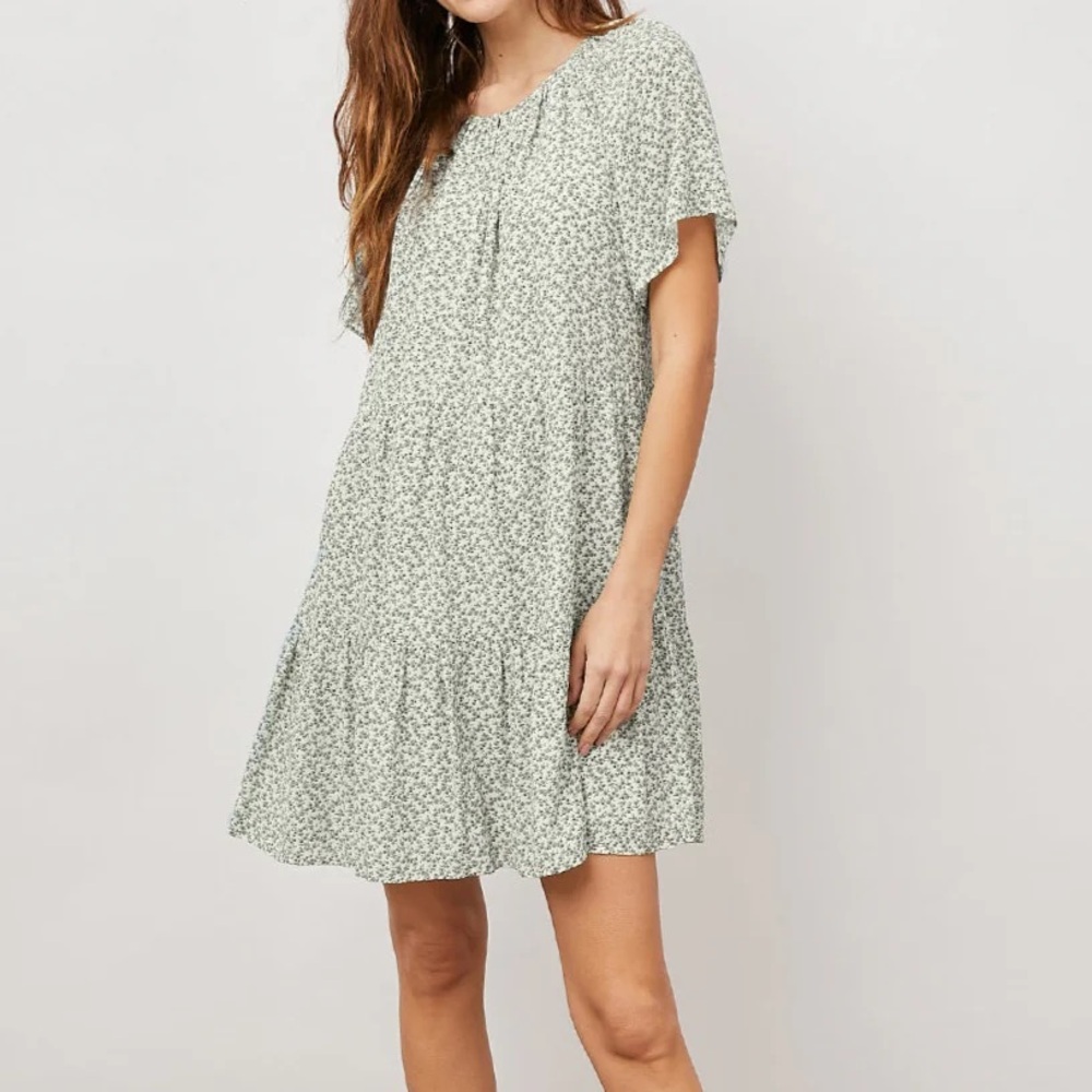 Rails | Clarissa Tiered Mini Dress Green Garden Floral Size M